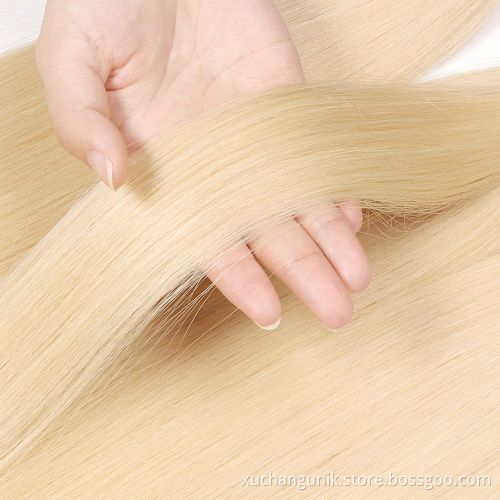 Uniky raw wefted human hair extensions curly lace closure 613 blonde bundles with frontal hair weave diatributors